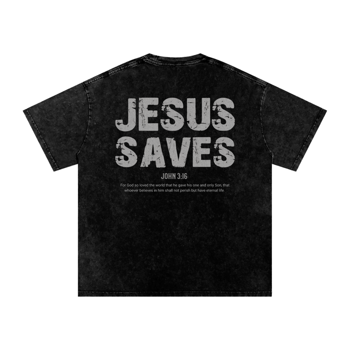 Jesus Saves — Snow Washed Oversized Cotton Tee
